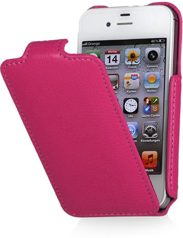 StilGut Slim Case compatible with iPhone 4 & iPhone 4s, Vertical Flip Cover, Pink