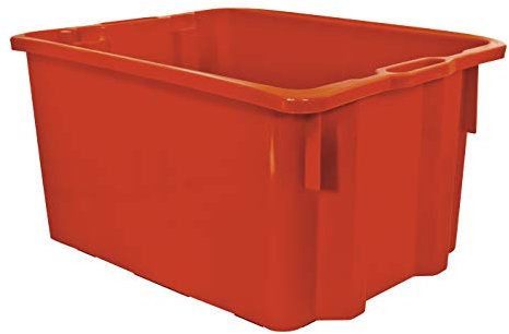 Mobil Plastic Cassa in plastica per alimenti 50L, impilabile e sovrapponibile, con manici resistenti – colore Aragosta – contenitore per uso alimentare/enologia
