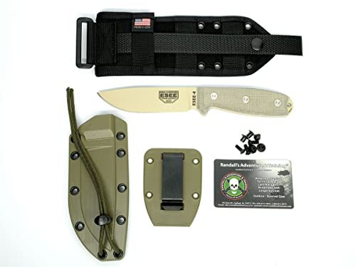 Esee Outdoormesser, 11 cm, Grüner Micarta, gezhant, mit Scheide Model 4 part serrated