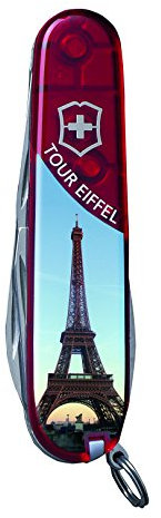Victorinox Couteau de poche Spartan (12 fonctions, grande lame, tire-bouchon, ouvre-boîtes) motif Tour Eiffel