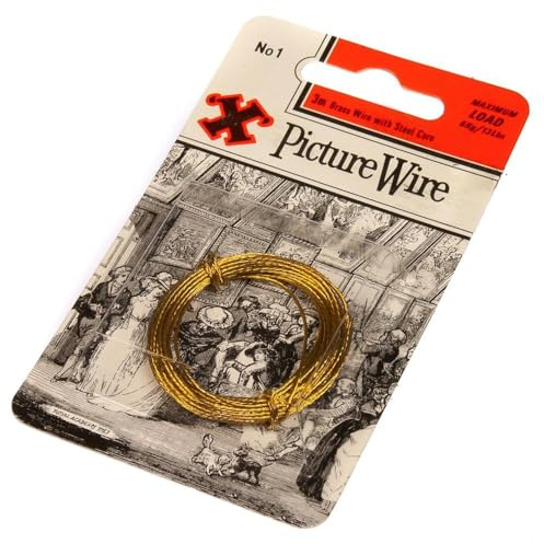 X Brass Picture Wire No.1 Solid Brass 3m Blister Pack 12834