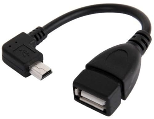 TechExpert Cavo mini USB OTG a 5 pin angolato a USB Femmina per collegare una chiavetta USB a un'autoradio GPS o altro dispositivo con porta Mini USB 12 cm