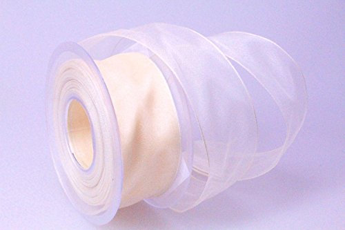 Christa-Bänder Organzaband Creme mit Draht 40mm