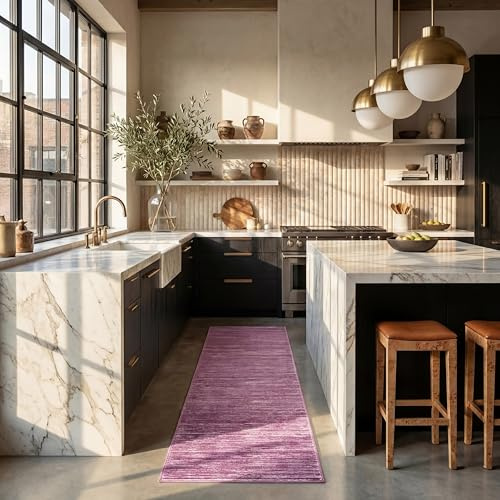 SAFAVIEH Vision Collection Runner Rug - 2'2 x 8', Grape Purple, Modern Ombre Design, Non-Shedding & Easy to Clean, Ideal for Entryway, Foyer, Bedroom, Hallway (VSN606A)