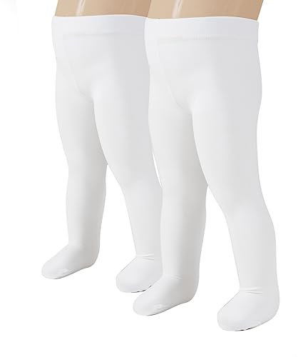 CALZITALY PACK 2 PARES Medias Tupidas para Bebe, Pantis para Recien Nacidos, Blanco, Azul, Rosa, 3-24 Meses, 40 DEN, Made in Italy (2 PARES BLANCOS, 12 Meses)