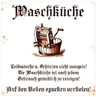 Interluxe 20x20 Shabby Vintage METALLSCHILD WASCHKÜCHE Blechschild Dekoschild Schild mit Spruch Dekoration Shabby Vintage