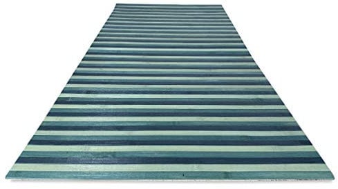 tex family Tapis en Bois Bamboo Woody © Tapis antidérapant Multi-Usage Cuisine Salle de Bains Entrée (Cm. 50x140, Fumé Bleu)
