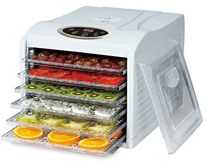 electriQ Digital Food Dehydrator with 6 Shelves, 48 Hour Timer, 35-75C Temperature Setting, 500W, BPA Free for Fruit/Veg/Meat/Herbs/Seeds