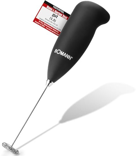 Bomann® elektrischer Milchaufschäumer | Mixer für Milchschaum in Sekundenschnelle | Milchaufschäumer mit Soft - Touch - Gehäuse | Milchaufschäumer Stab mit Edelstahl - Schaumschläger | MS 344 CB