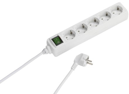 Vivanco EBLS5 W 5-fach Steckdosenleiste mit Schalter und Kindersicherung (1,4 m Zuleitung, Aderquerschnitt 1,5 qmm) weiß