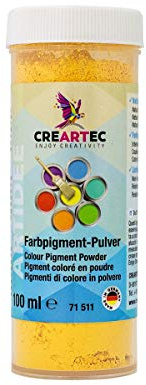 CREARTEC - wasserlösliches Farbpigmentpulver - in verschiedenste Materialien einmischbar - Sonnengelb - 100ml - Made in Germany