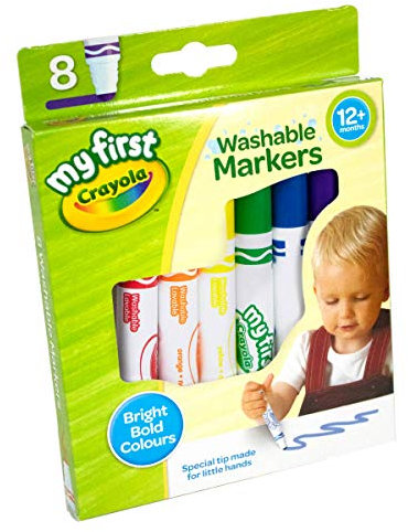CRAYOLA MyFirst Washable Markers - Assorted Colours (Pack of 8) | Easy-Grip Markers Ideal for Toddlers Hands | Ideal for Kids Aged 12+ Months