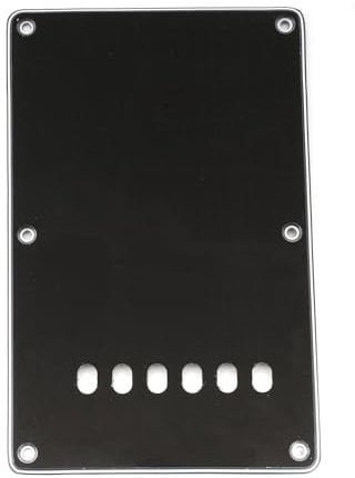 Musiclily 6 Hole ST Back Plate Tremolo Cavity Cover for China Squier Electric Guitar, 3Ply Black