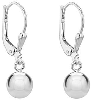 Tuscany Silver Women's Sterling Silver 12 mm Round Ball Lever Back Drop Earrings
