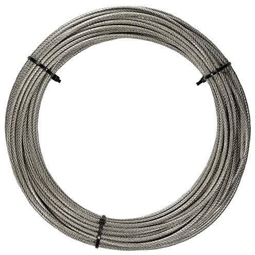 20 Meter Edelstahl - Drahtseil 7x7 D= 5 mm mittelweich, mit transaprente PVC Ummantelung - Edelstahl A4 Stahlseil I BOOTSTEILE BRAUER®