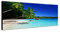 Wandbild auf Leinwand als Panorama in 150x50cm Seychellen Strand Meer Palmen