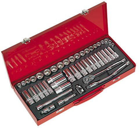 Sealey Ak692 Socket Set 45Pc 3/8Sq Drive 6Pt Walldrive - Duometric
