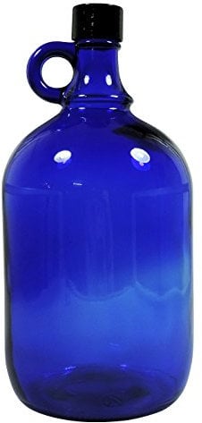 Bouteille en verre bleu XL 2 litres à remplir soi-même avec bouchon à vis noir