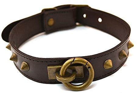 Rouge Kleidungsstücke O Ring Nieten Halsband, One size, Braun