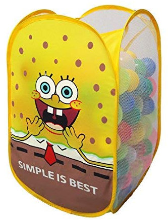 koenig-tom Bällebad24 - Aufbewahrungs Korb Klappkorb Spongebob + 200 Bällebad Bälle, Bällebad Bälle