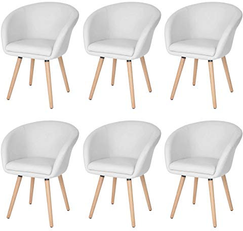 Mendler 6er-Set Esszimmerstuhl Malmö T633 - Kunstleder, weiß