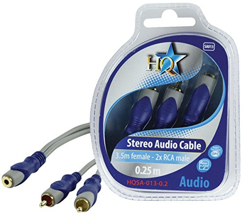 HQ HQSA-013-0.2 Câble 3,5 mm Femelle/2x RCA Males Argent