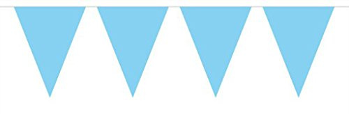 Bunting Mini Blue Baby 3 metres long, 12 mini Triangle flags measuring 15x11cms . Plastic