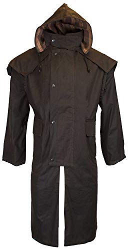 Walker & Hawkes – Impermeabile lungo cerato, unisex, stile mandriano, con cappuccio