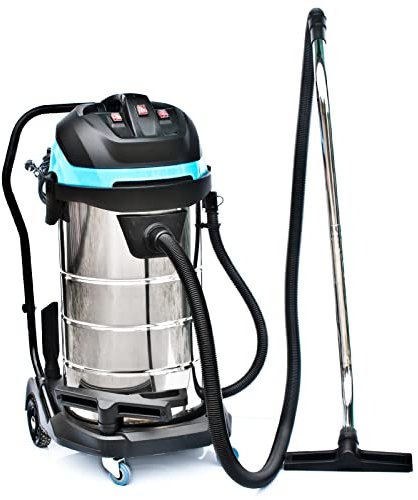 BAUTEC Profi Industriesauger 100 Liter beutellos im Sparset mit 3m Saugschlauch, Düsenset, Vlies- und Hepafilter (3400 Watt, 100 L Edelstahlbehälter, 3 Turbinen)