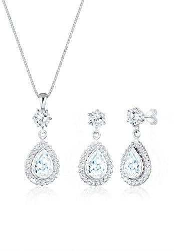 Elli Damen-Halskette + Ohrringe Tropfen 925 Sterling Silber Zirkonia 45 cm 0907720516_45