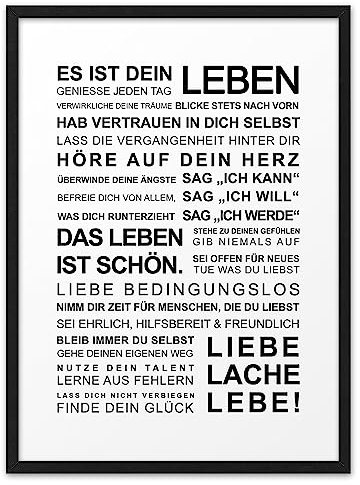 DEIN LEBEN MANIFEST | ABOUKI Kunstdruck | Geschenk Konfirmation Patenkind Jugendweihe Abitur 18. Geburtstag Mädchen Junge 16. Geburtstag Weihnachtsgeschenke Tochter | Optional Personalisiert