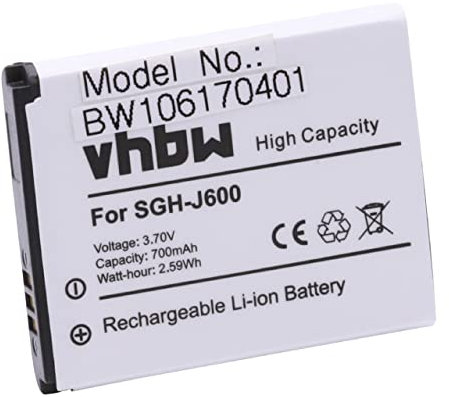 vhbw Batterie Remplacement pour Samsung AB483640BU, AB483640BE pour téléphone Portable (700mAh, 3,7V, Li-ION)