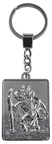 Sumex SCRST10 Schlüsselanhänger, Christophorus, Heiliger Christophorus, Silber, rechteckig