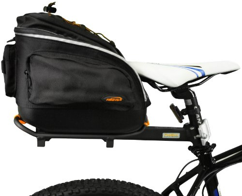 Ibera Fahrrad Mini Gepäckträgertasche + Gepäckträger Set, Quick-Release PakRak Mini Combo Set