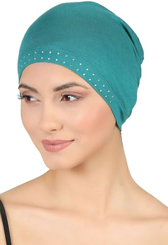 Deresina Bambus Chemo Kopfbedeckung für Damen, Verzierte Schadelkappe bei Haarausfall, Haube für unter Hut, Turban oder Kopftücher
