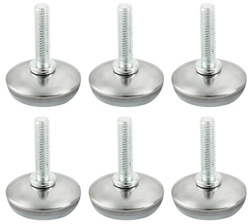 sourcing map 6 Stück Verstellbare Möbelfüße Gewinde Standfüße Möbel Schreibtisch Tisch Gleiten M6 x 25 mm