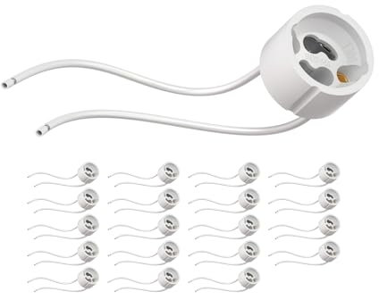 ledscom.de 20 Stück GU10 Fassung, Keramik, weiß, 230V AC, max. 25W