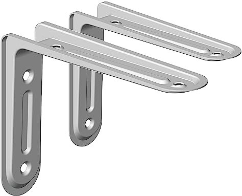 Element System Wandkonsole Arena – profilierte Metall-Konsole für unterschiedliche Anwendungen, ideal für Wandregale – 80 x 120 mm, Weiß, 2 Stück