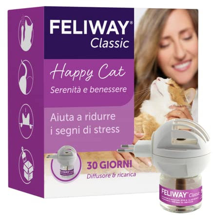 FELIWAY Classic Starter Kit Diffusore di Feromoni Calmanti per Gatti, 48 ml – Aiuta a risolvere i segni comuni di stress nei gatti e gattini, Raccomandato dai Veterinari, Clinicamente Testato
