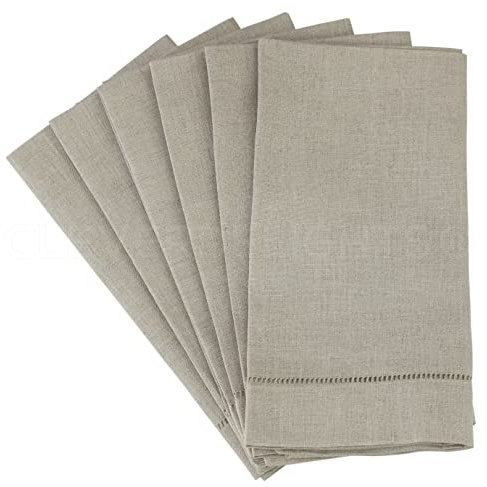 CleverDelights Servietten mit Hohlsaum, 50,8 x 50,8 cm, 100 % reines Leinen, mit Leiter-Hohlsaum, 6 Stück