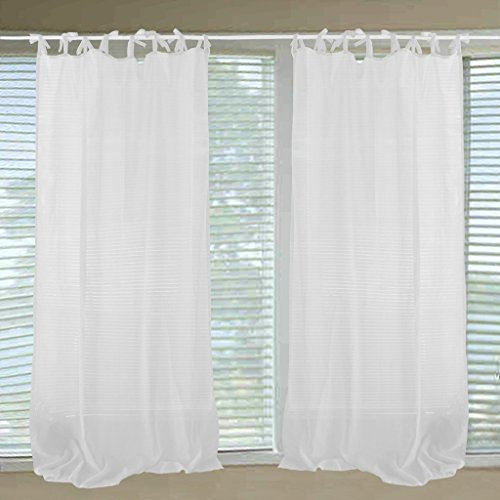 HongYa Gardine Mit Knoten Voile Durchsichtig 1er-Pack Vorhang BxH:140x225cm