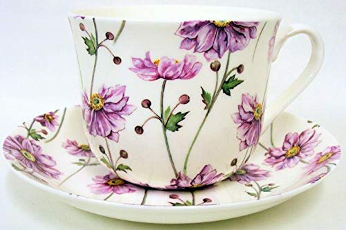 Tasse et soucoupe pour petit déjeuner En porcelaine anglaise motif fleuri décoré à la main au Royaume-Uni