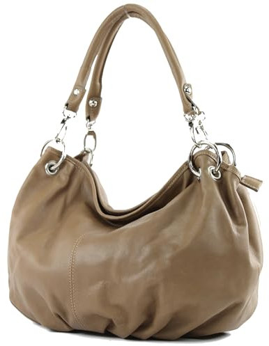 modamoda de IT40 Damen Leder/Nappaleder Schultertasche Hobo Bag handmade in Italy, Farbe:Toffee