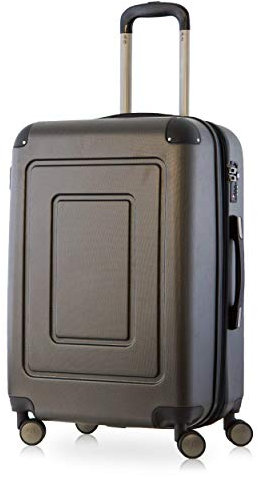Happy Trolley - Lugano - Hochwertiger Hartschalen-Trolley, 66cm, leicht, Bruchfest, TSA Schloss, 4 Schwenkrollen, Reisekoffer Trolley, mittelgroßer Koffer, 78L, Graphit