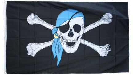 Flaggenfritze® Flagge Pirat mit blauem Kopftuch 90x150cm