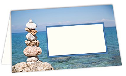 Logbuch-Verlag 100 Tischkarten Geburtstag Kommunion Hochzeit mediterran weiß blau Steine Meer