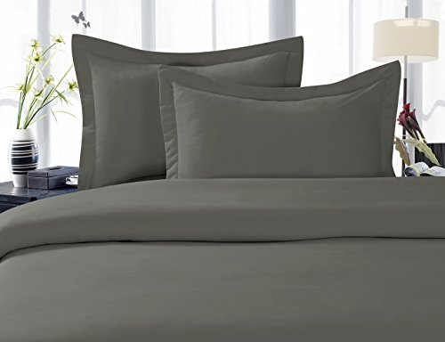 Celine linenbest, Weichsten, coziest Bettbezug Ever. 1500 Fadenzahl Ägyptische Qualität Luxus Super Weich knitterfreies 3-teilig Bettbezug Set, Full/Queen, grau