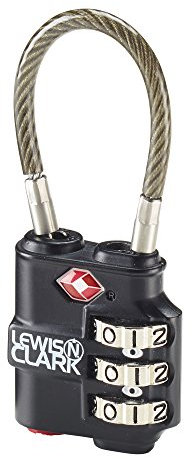 Lewis N Clark Travelsentry Indicator 3-dial, Black, Heavy Duty Cable, Heavy Duty Cable