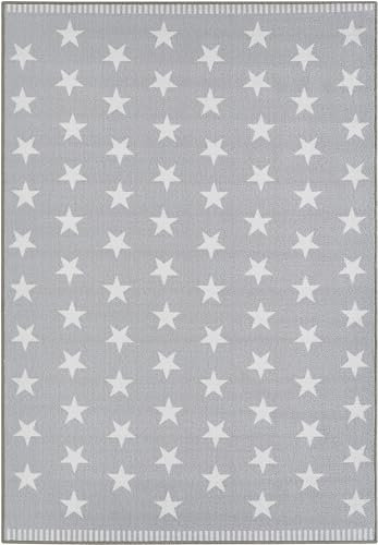 andiamo Teppich Sternenhimmel - Teppich Wohnzimmer Schlafzimmer Flur- Wohnzimmerteppich pflegeleicht strapazierfähig - hellgrau 100 x 150 cm