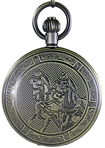 OGLE wasserdichte Klassische Bronze Pferd Schwarze Tourbillon Phasen Mond Männer Studenten Analog Kette Fob Selbstaufziehende Mechanische Taschenuhr (Bronzeschwarz)